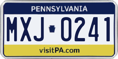 PA license plate MXJ0241