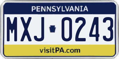 PA license plate MXJ0243