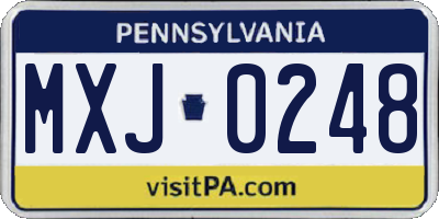 PA license plate MXJ0248