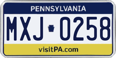 PA license plate MXJ0258