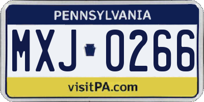 PA license plate MXJ0266