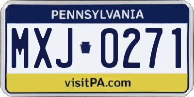 PA license plate MXJ0271