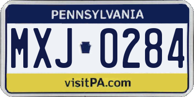 PA license plate MXJ0284