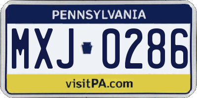 PA license plate MXJ0286