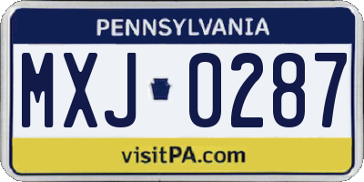 PA license plate MXJ0287