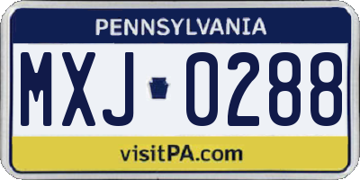 PA license plate MXJ0288