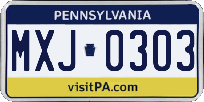 PA license plate MXJ0303