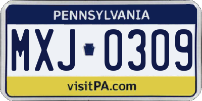 PA license plate MXJ0309
