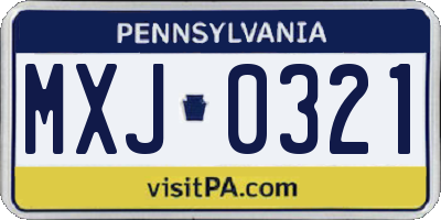 PA license plate MXJ0321