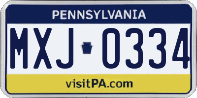 PA license plate MXJ0334