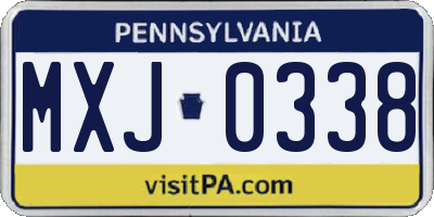 PA license plate MXJ0338