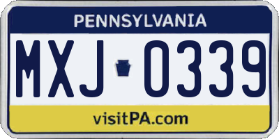 PA license plate MXJ0339