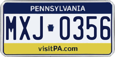 PA license plate MXJ0356