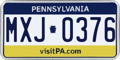 PA license plate MXJ0376
