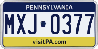 PA license plate MXJ0377