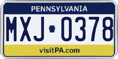 PA license plate MXJ0378