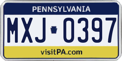 PA license plate MXJ0397
