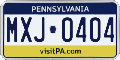 PA license plate MXJ0404
