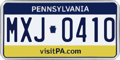 PA license plate MXJ0410
