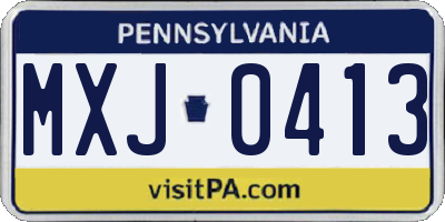 PA license plate MXJ0413