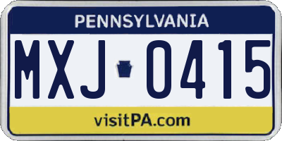 PA license plate MXJ0415