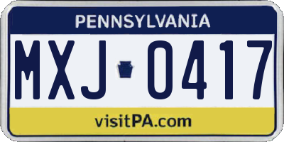 PA license plate MXJ0417