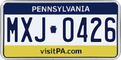 PA license plate MXJ0426