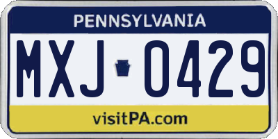 PA license plate MXJ0429