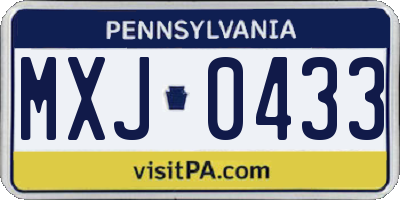 PA license plate MXJ0433