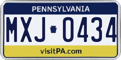 PA license plate MXJ0434