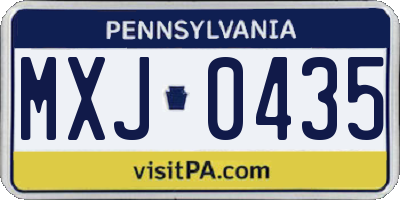 PA license plate MXJ0435