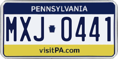 PA license plate MXJ0441