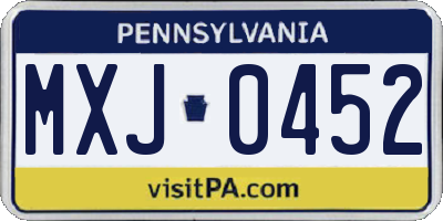 PA license plate MXJ0452