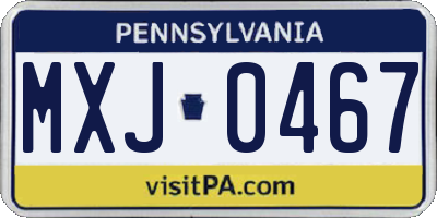 PA license plate MXJ0467