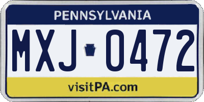 PA license plate MXJ0472