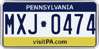 PA license plate MXJ0474