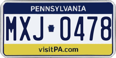 PA license plate MXJ0478