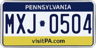 PA license plate MXJ0504