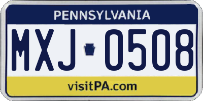 PA license plate MXJ0508