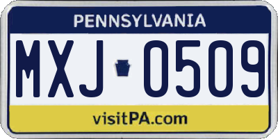 PA license plate MXJ0509
