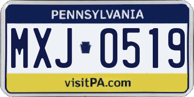PA license plate MXJ0519