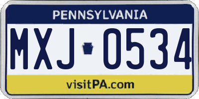 PA license plate MXJ0534