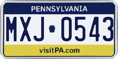 PA license plate MXJ0543