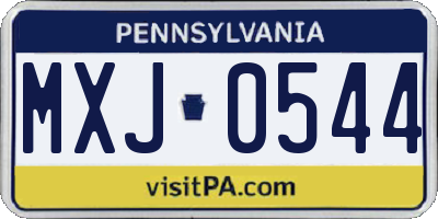PA license plate MXJ0544