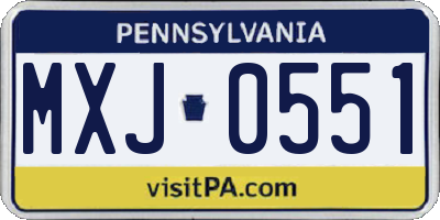 PA license plate MXJ0551