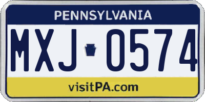 PA license plate MXJ0574