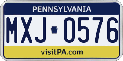PA license plate MXJ0576