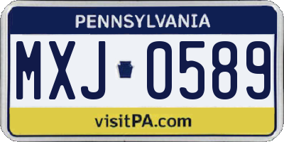 PA license plate MXJ0589