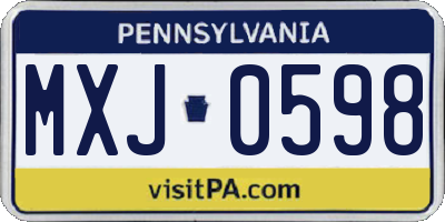 PA license plate MXJ0598
