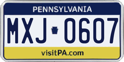 PA license plate MXJ0607